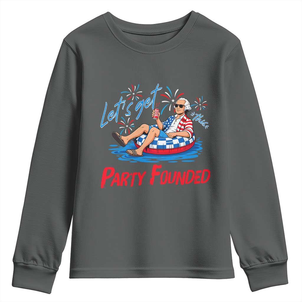 George Washington 4th of July Pool Party Youth Sweatshirt Let's Get This Party Founded