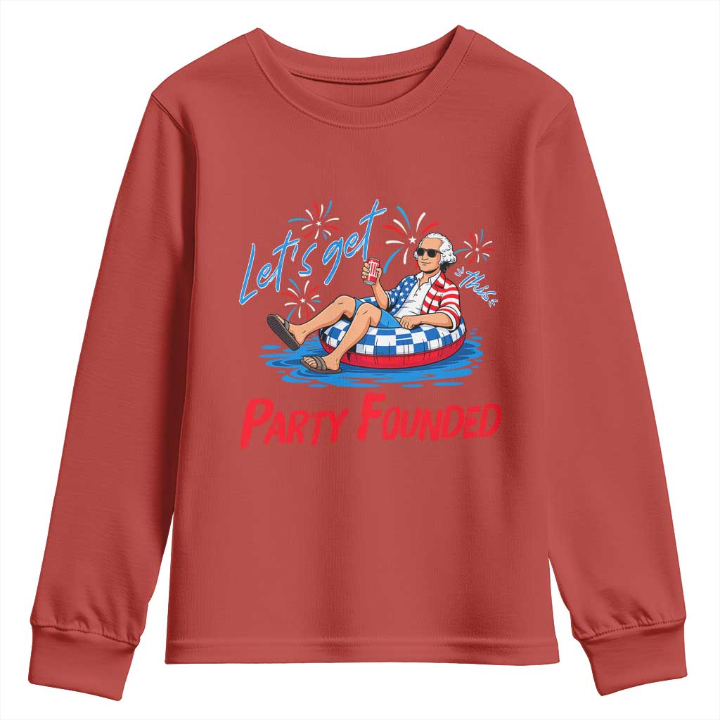 George Washington 4th of July Pool Party Youth Sweatshirt Let's Get This Party Founded