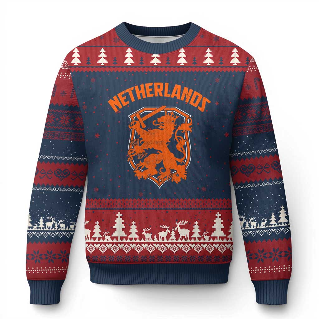 Netherlands Dutch Republic Lion Vintage Holland Crest Ugly Christmas Sweater