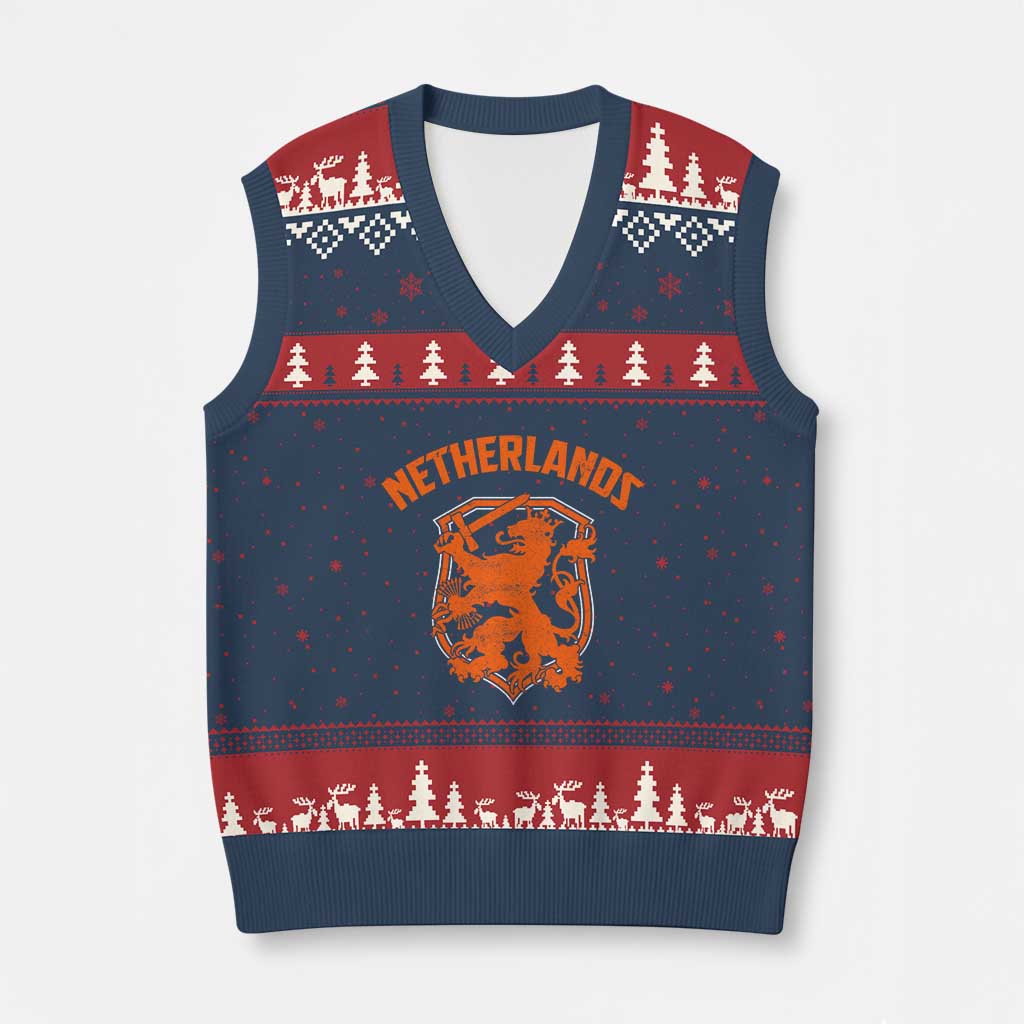 Netherlands Dutch Republic Lion Vintage Holland Crest V-Neck Knit Sweater Vest