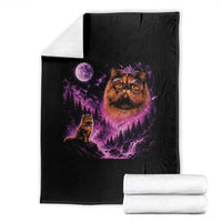 Princess Cat Howling To The Moon Vintage 90s Nature Throw Blanket