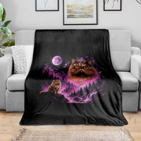 Princess Cat Howling To The Moon Vintage 90s Nature Throw Blanket