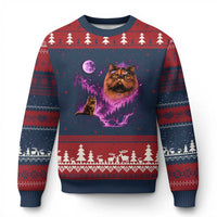 Princess Cat Howling To The Moon Vintage 90s Nature Ugly Christmas Sweater