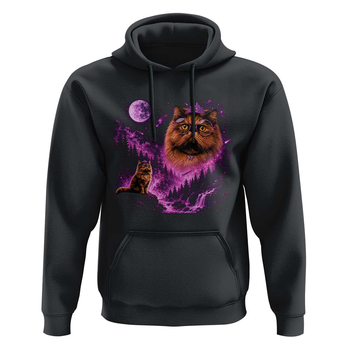 Princess Cat Howling To The Moon Vintage 90s Nature Hoodie