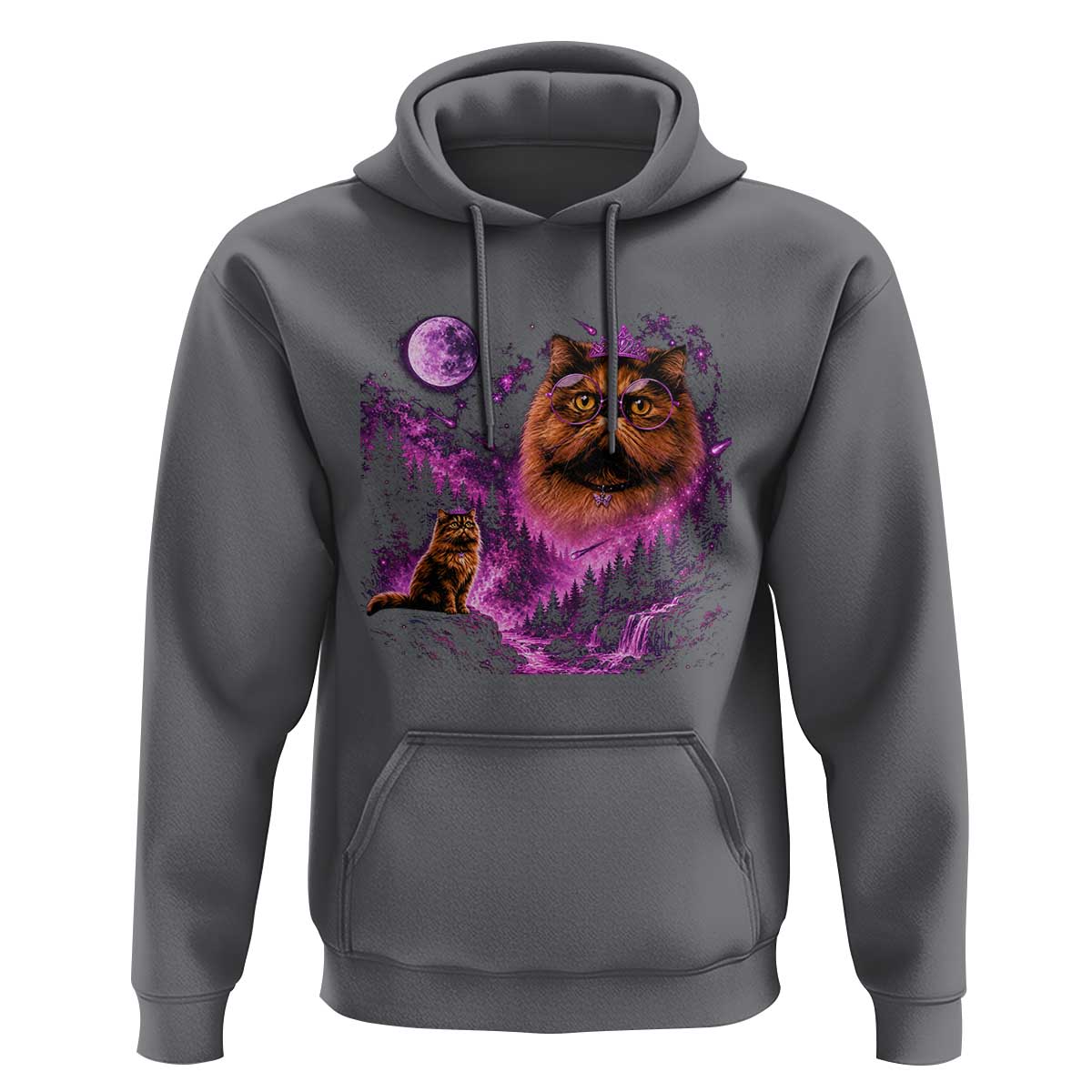 Princess Cat Howling To The Moon Vintage 90s Nature Hoodie