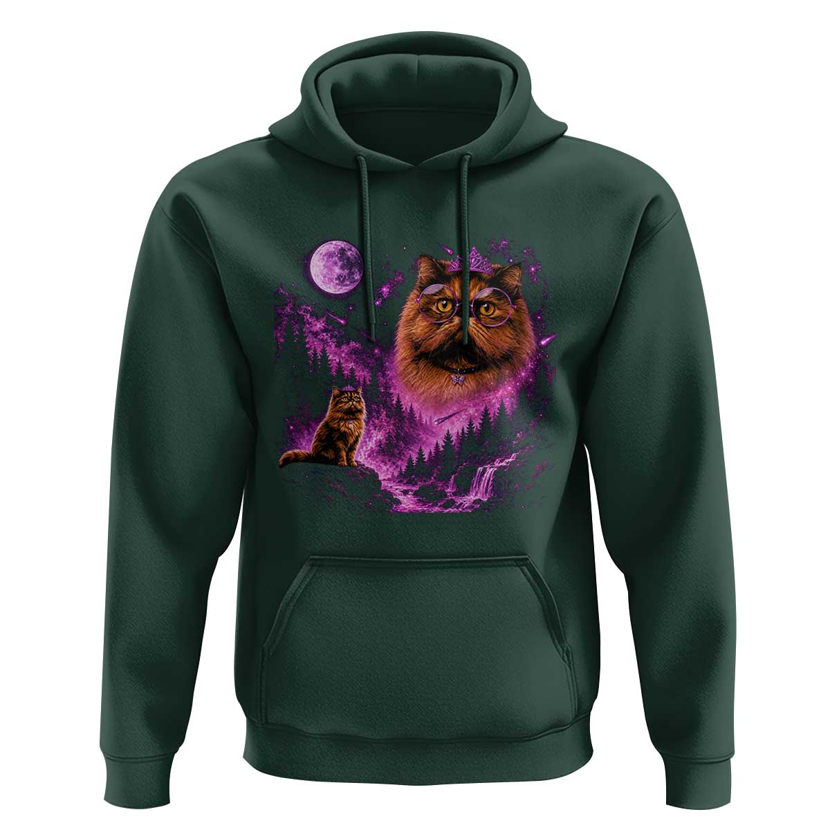 Princess Cat Howling To The Moon Vintage 90s Nature Hoodie