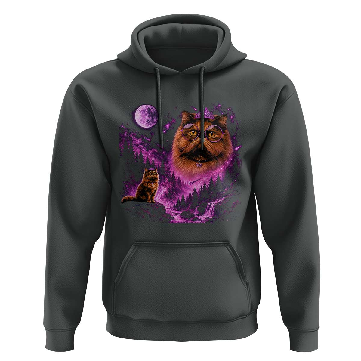 Princess Cat Howling To The Moon Vintage 90s Nature Hoodie