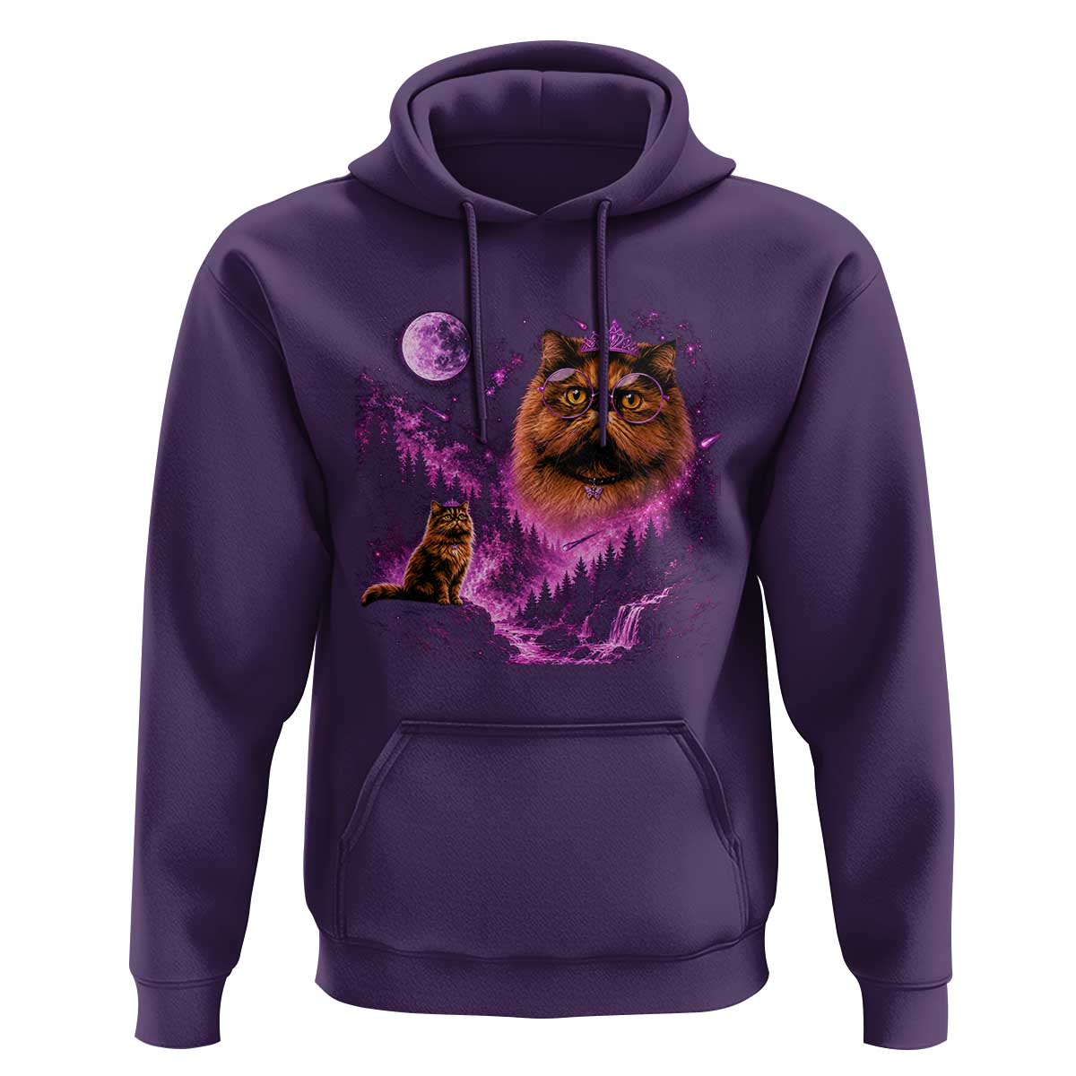 Princess Cat Howling To The Moon Vintage 90s Nature Hoodie