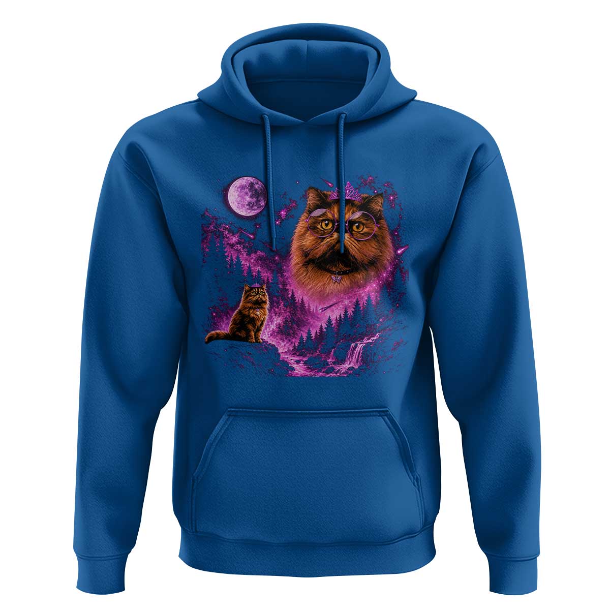Princess Cat Howling To The Moon Vintage 90s Nature Hoodie