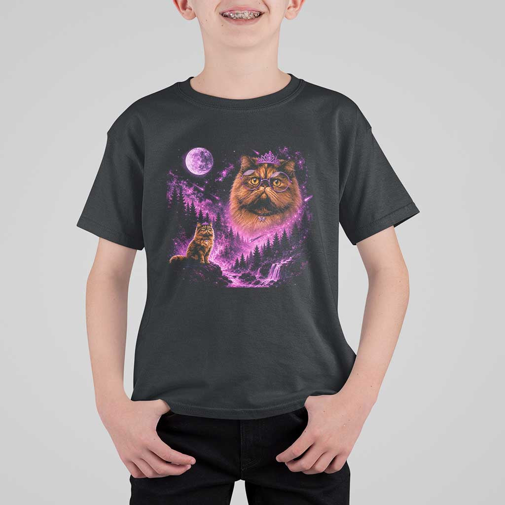 Princess Cat Howling To The Moon Vintage 90s Nature T Shirt For Kid