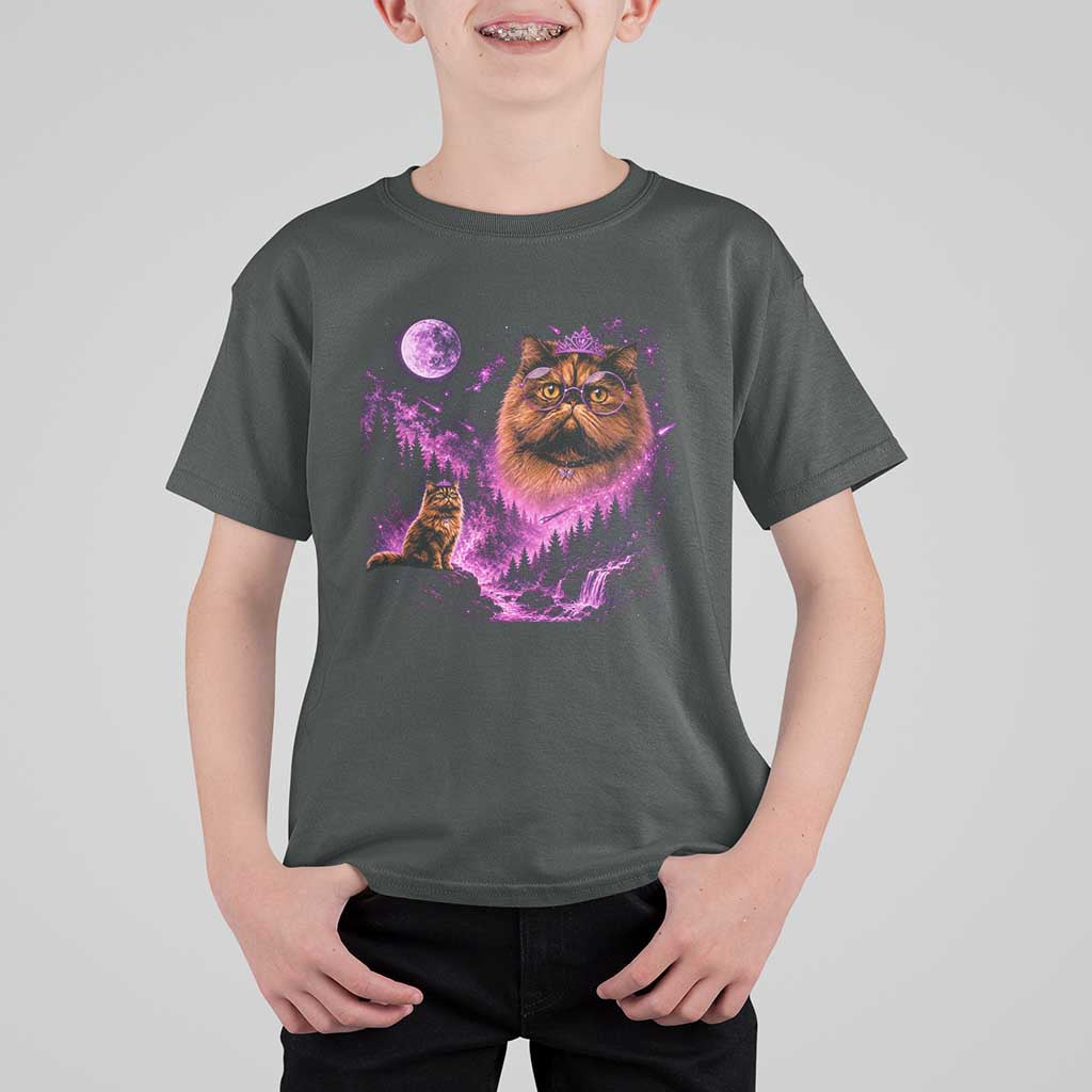 Princess Cat Howling To The Moon Vintage 90s Nature T Shirt For Kid