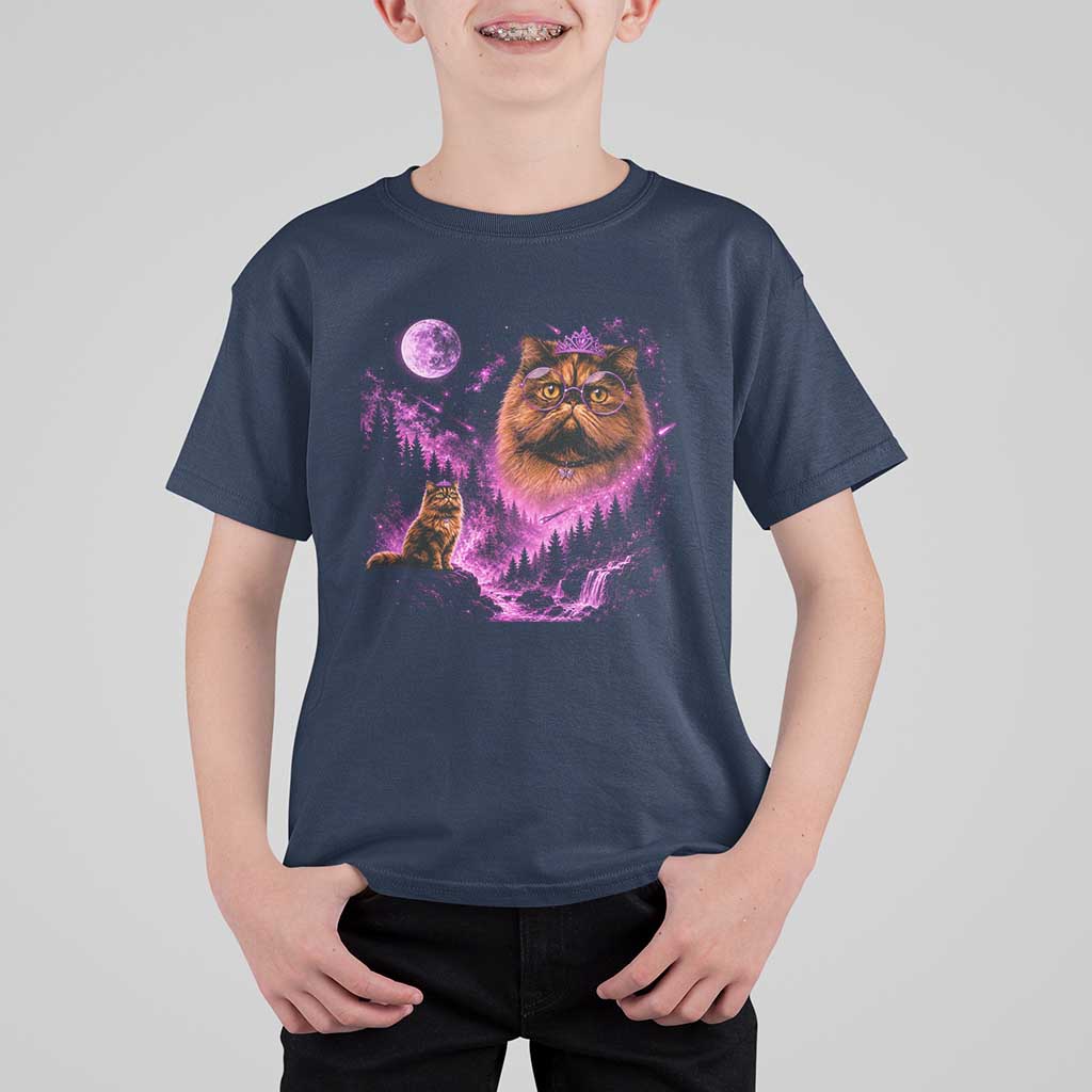 Princess Cat Howling To The Moon Vintage 90s Nature T Shirt For Kid