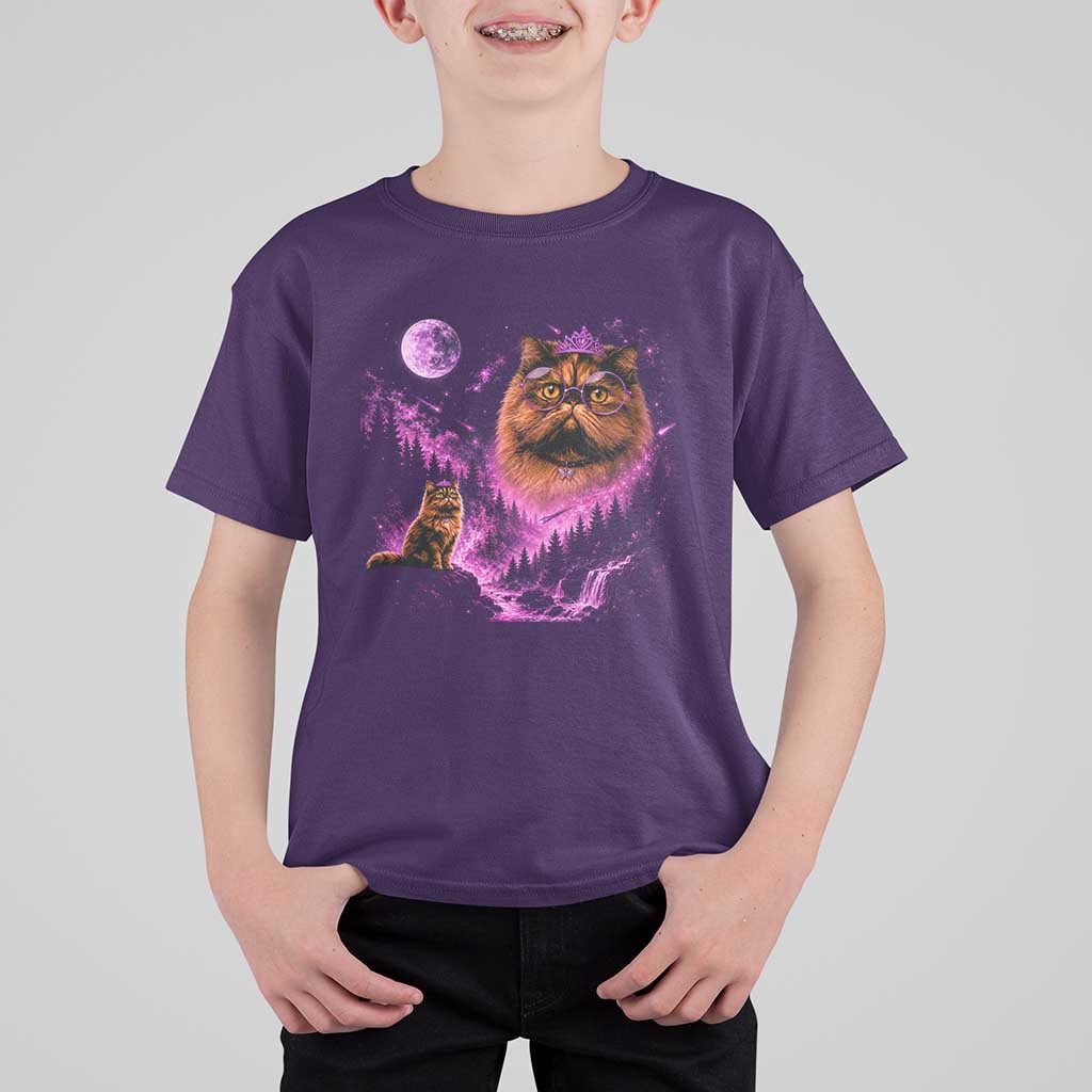 Princess Cat Howling To The Moon Vintage 90s Nature T Shirt For Kid