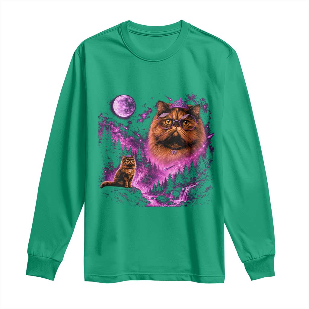 Princess Cat Howling To The Moon Vintage 90s Nature Long Sleeve Shirt