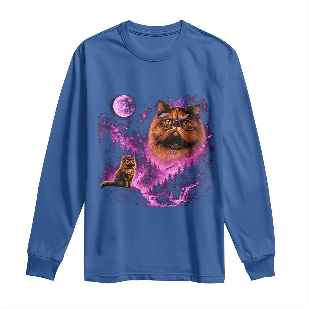 Princess Cat Howling To The Moon Vintage 90s Nature Long Sleeve Shirt