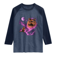Princess Cat Howling To The Moon Vintage 90s Nature Raglan Shirt