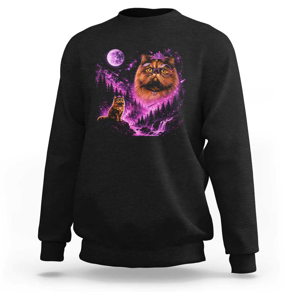 Princess Cat Howling To The Moon Vintage 90s Nature Sweatshirt