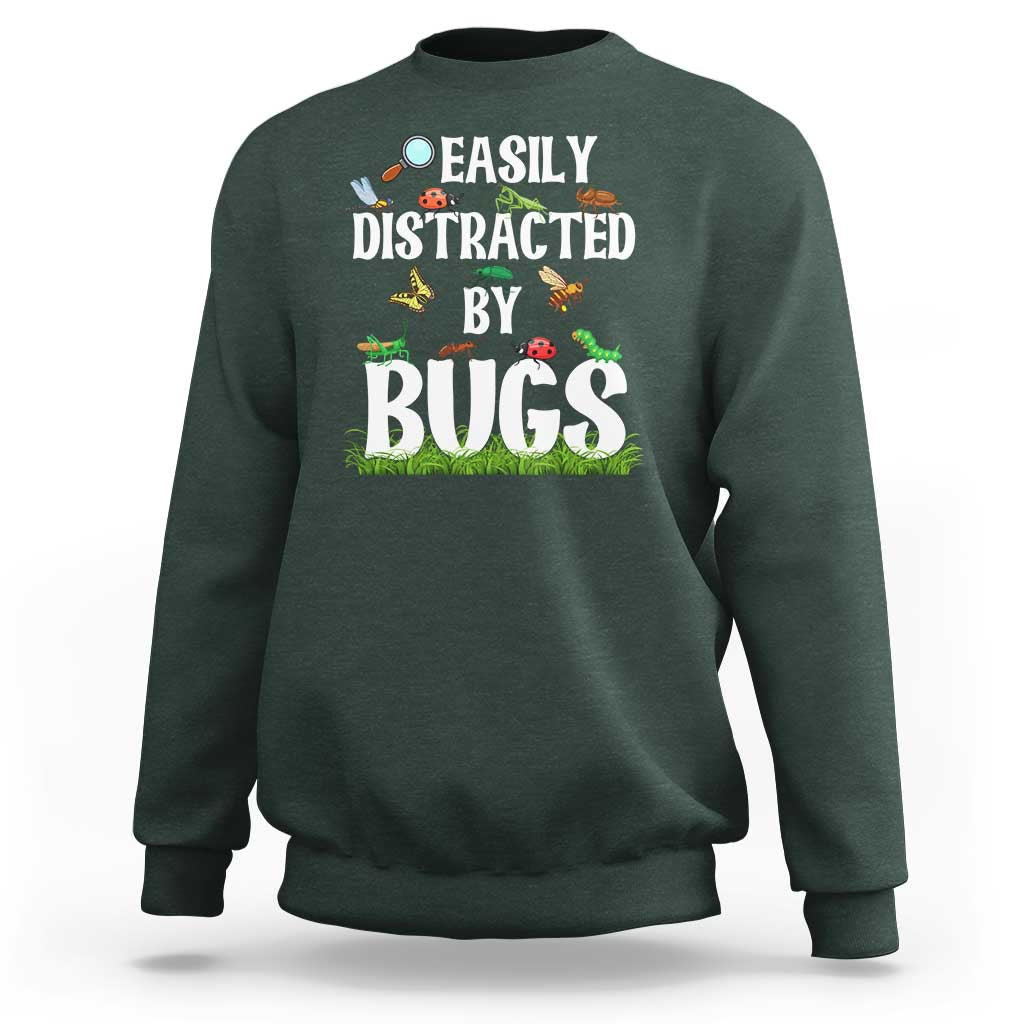 Funny Insects Sweatshirt Easily Distracted By Bugs Science School - Wonder Print Shop