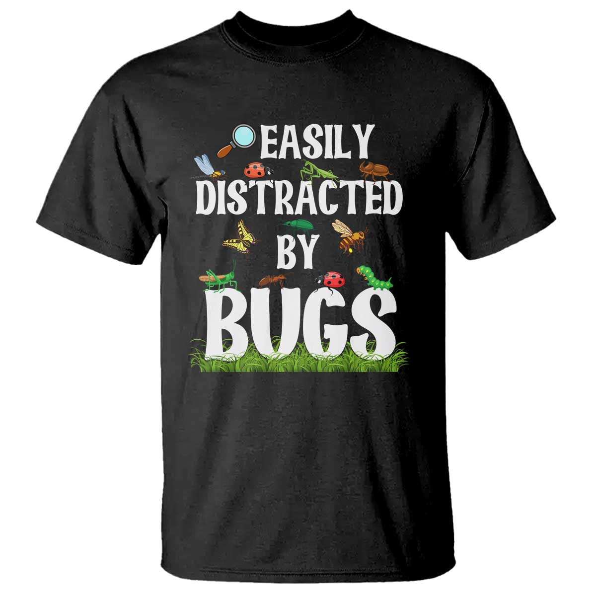 Funny Insects T Shirt Easily Distracted By Bugs Science School - Wonder Print Shop