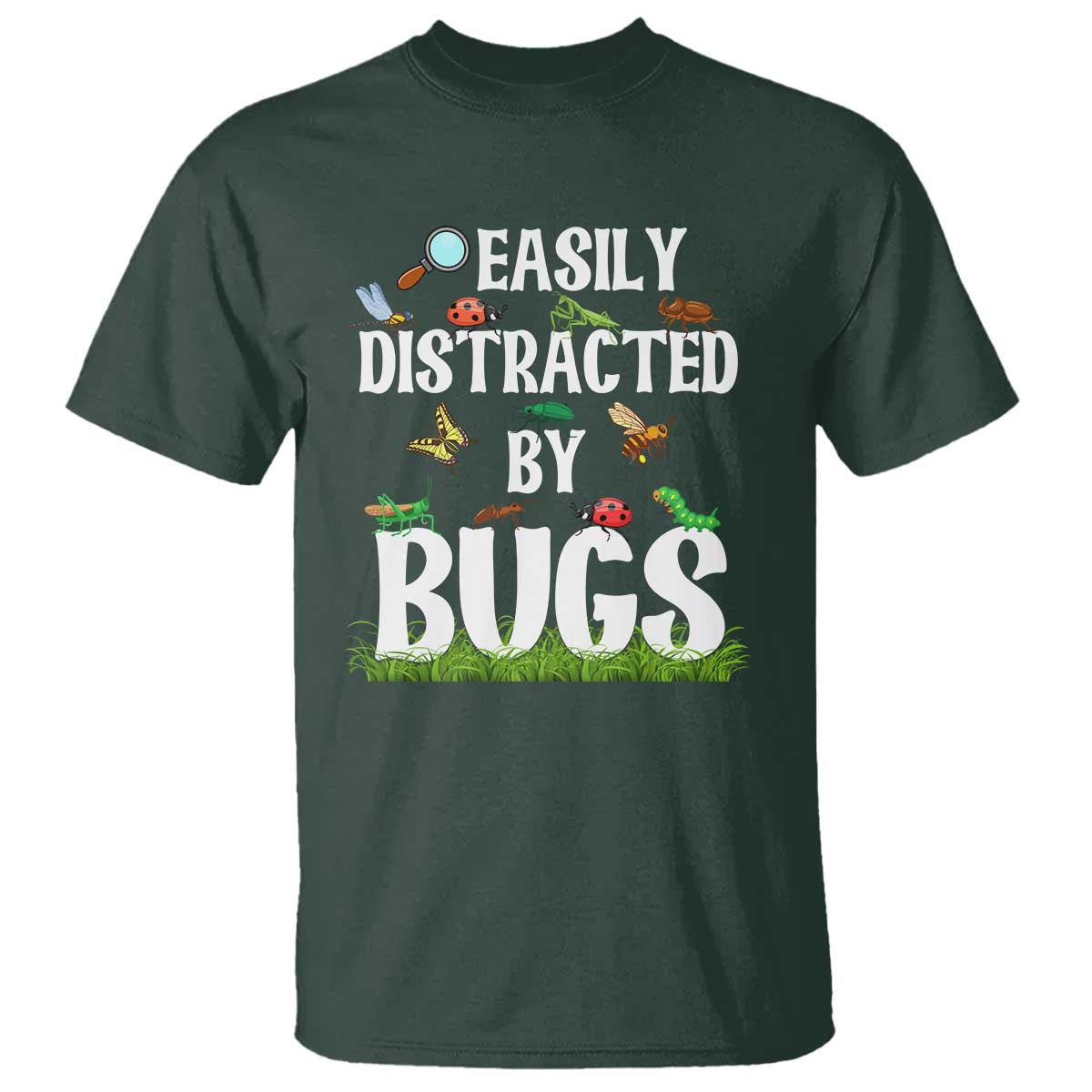 Funny Insects T Shirt Easily Distracted By Bugs Science School - Wonder Print Shop