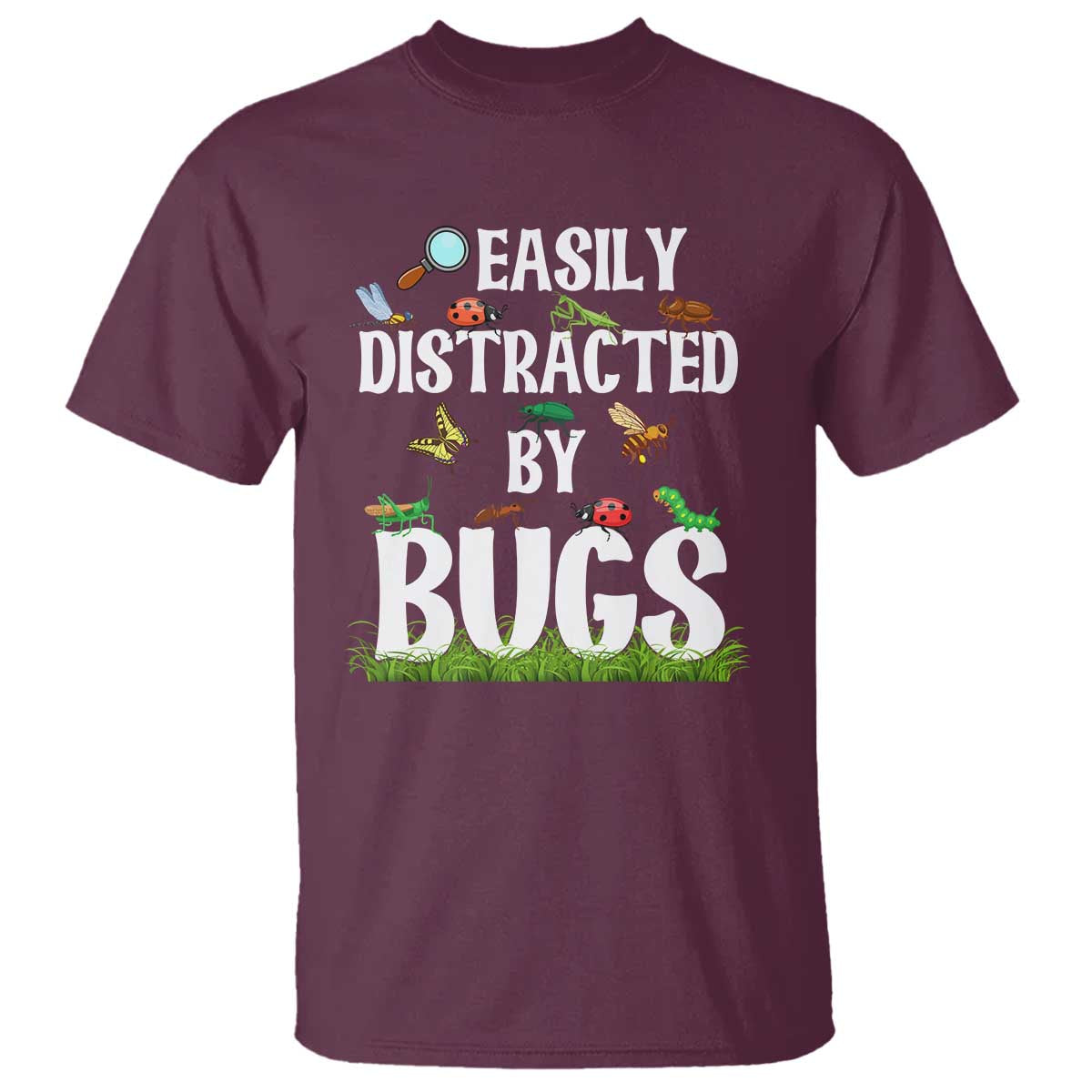 Funny Insects T Shirt Easily Distracted By Bugs Science School - Wonder Print Shop