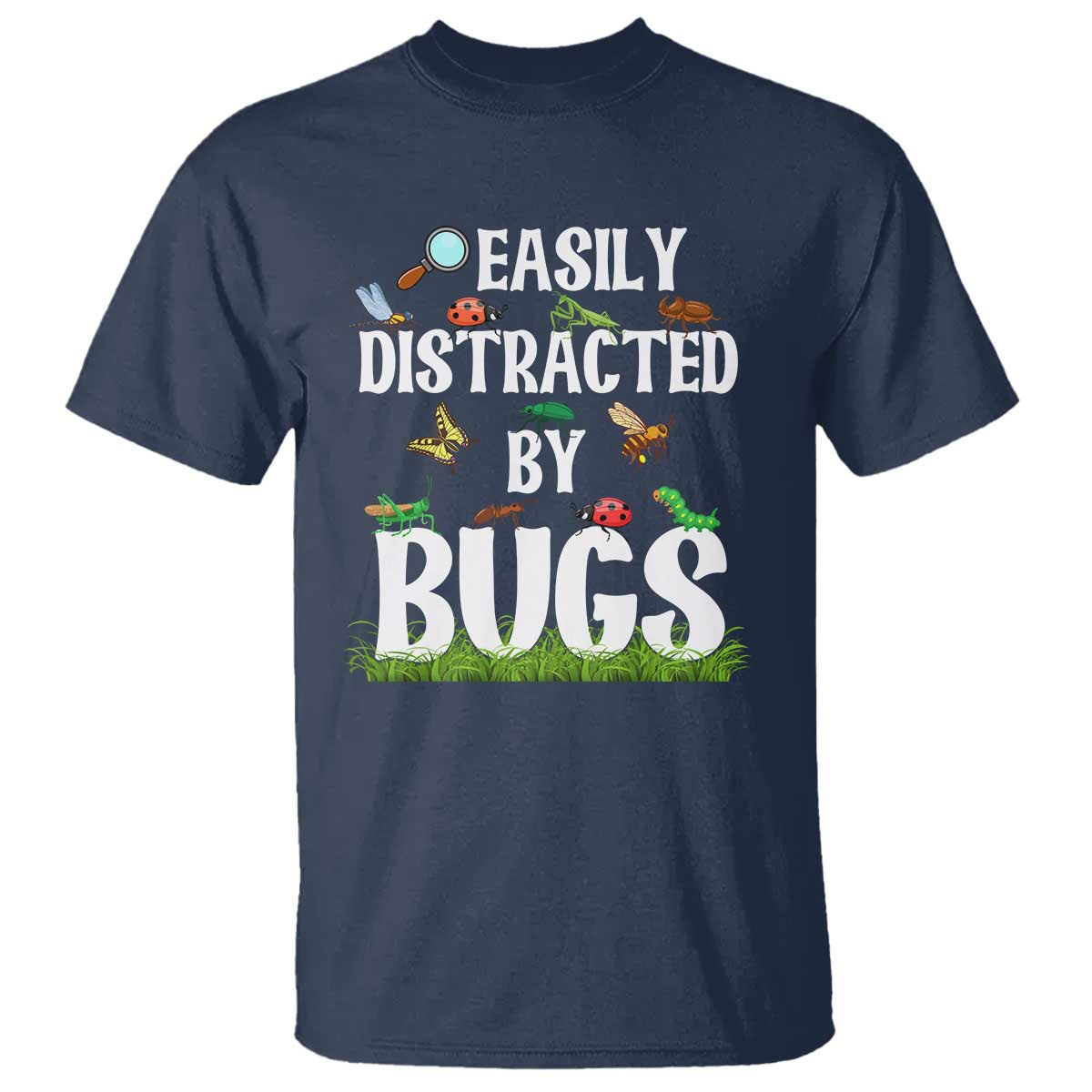Funny Insects T Shirt Easily Distracted By Bugs Science School - Wonder Print Shop