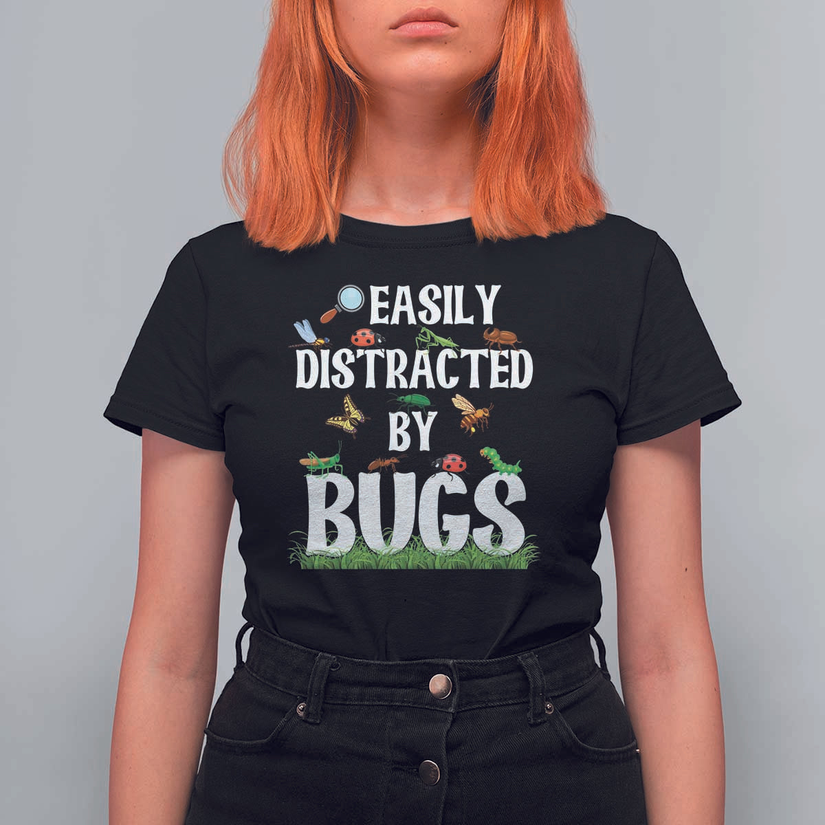 Funny Insects T Shirt For Women Easily Distracted By Bugs Science School - Wonder Print Shop