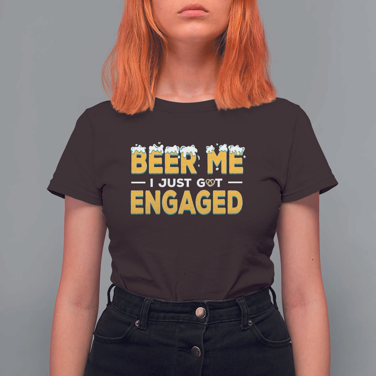 Funny Engagement T Shirt For Women Beer Me I Just Got Engaged Ring Beer - Wonder Print Shop