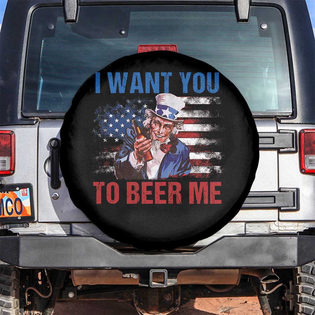 Funny Uncle Sam Spare Tire Cover I Want You To Beer Me American Flag - Wonder Print Shop