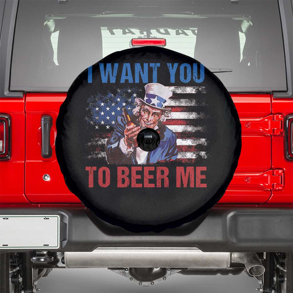 Funny Uncle Sam Spare Tire Cover I Want You To Beer Me American Flag - Wonder Print Shop