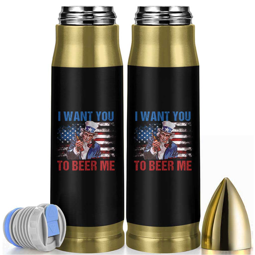 Funny Uncle Sam Bullet Tumbler I Want You To Beer Me American Flag - Wonder Print Shop