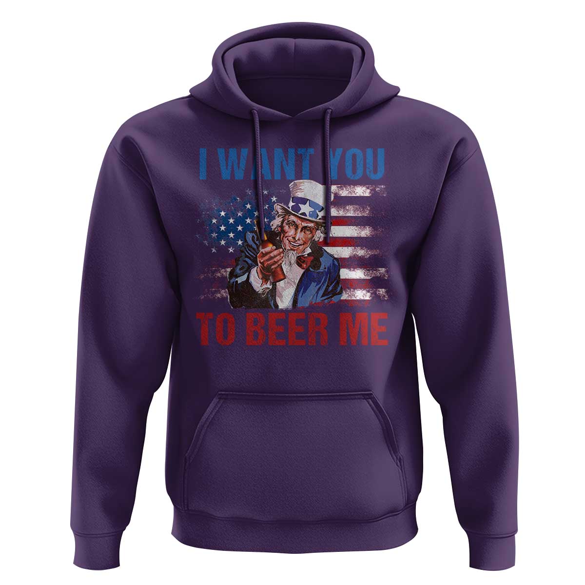 Funny Uncle Sam Hoodie I Want You To Beer Me American Flag - Wonder Print Shop