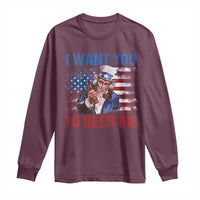Funny Uncle Sam Long Sleeve Shirt I Want You To Beer Me American Flag - Wonder Print Shop