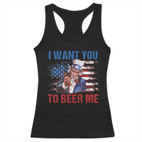 Funny Uncle Sam Racerback Tank Top I Want You To Beer Me American Flag - Wonder Print Shop