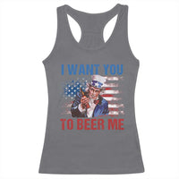 Funny Uncle Sam Racerback Tank Top I Want You To Beer Me American Flag - Wonder Print Shop