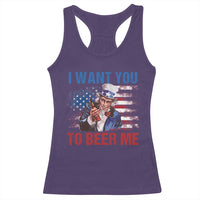 Funny Uncle Sam Racerback Tank Top I Want You To Beer Me American Flag - Wonder Print Shop