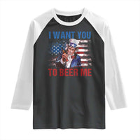 Funny Uncle Sam Raglan Shirt I Want You To Beer Me American Flag - Wonder Print Shop