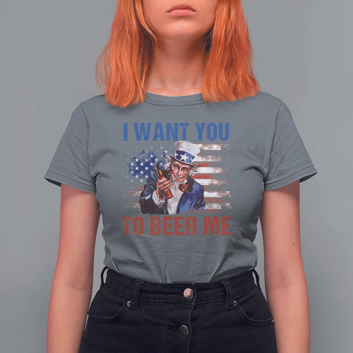 Funny Uncle Sam T Shirt For Women I Want You To Beer Me American Flag - Wonder Print Shop