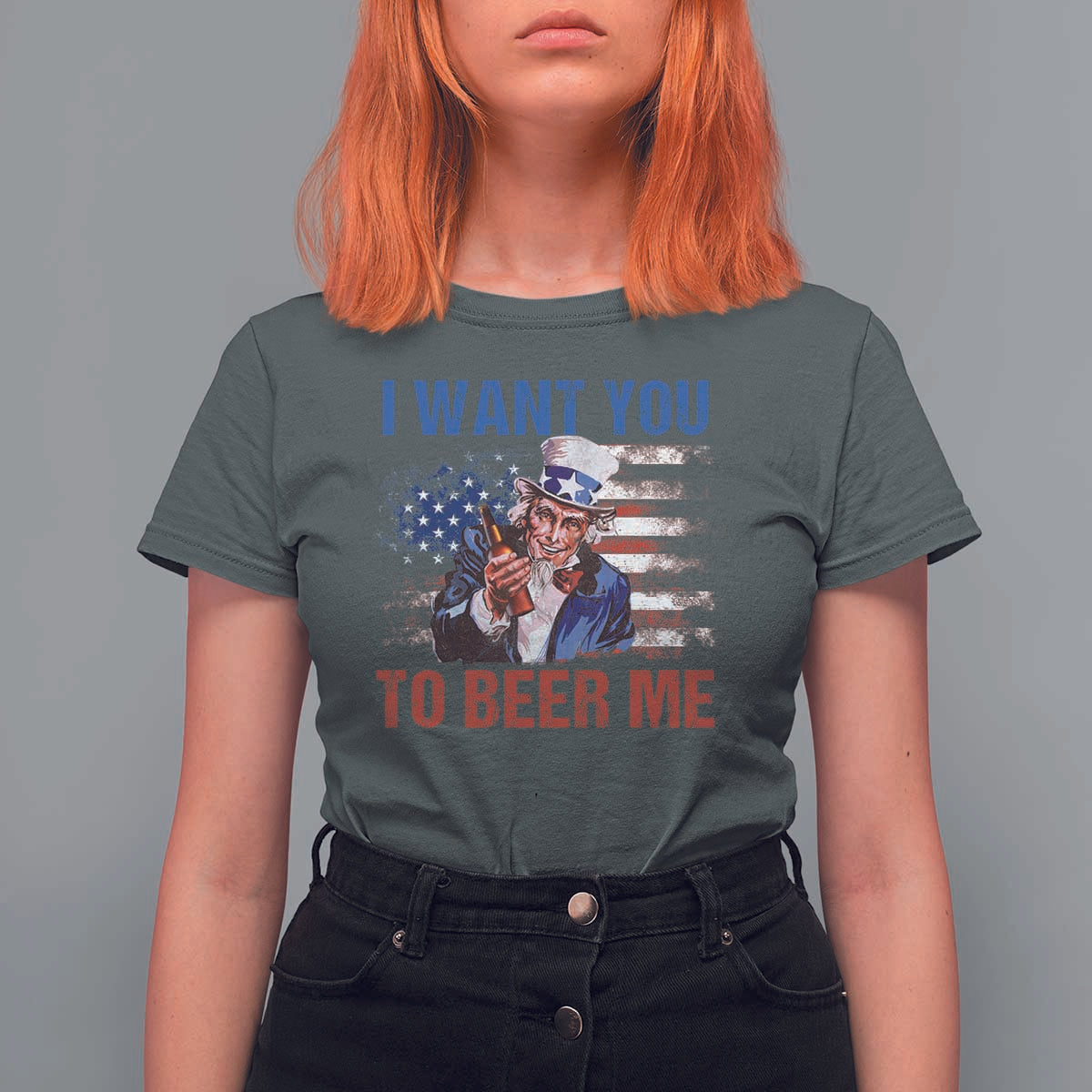Funny Uncle Sam T Shirt For Women I Want You To Beer Me American Flag - Wonder Print Shop