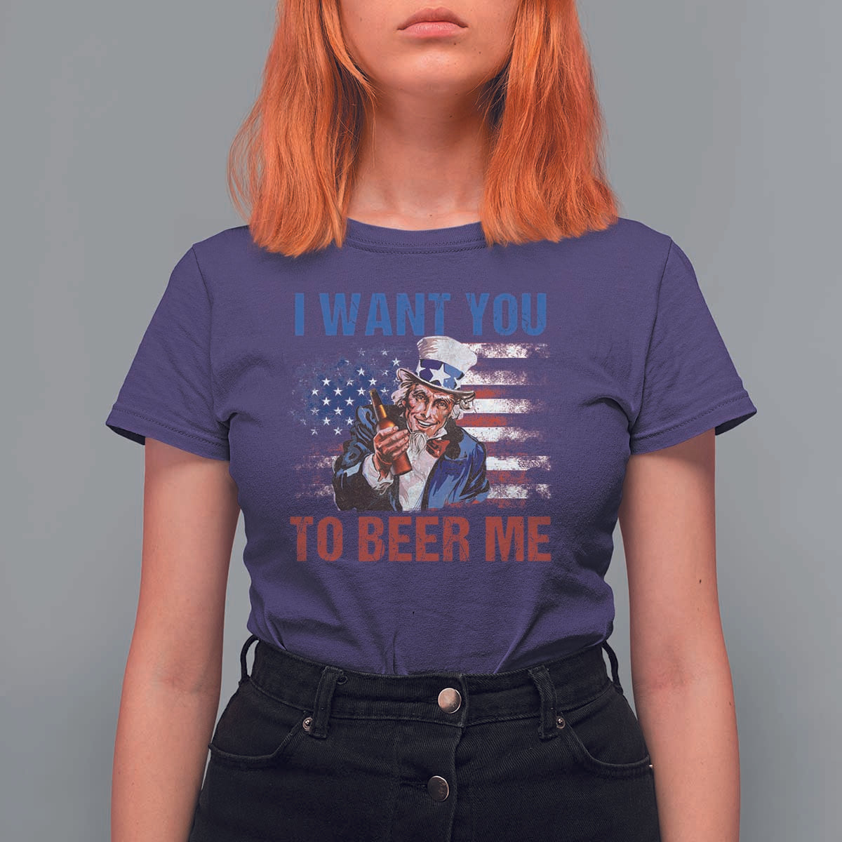 Funny Uncle Sam T Shirt For Women I Want You To Beer Me American Flag - Wonder Print Shop