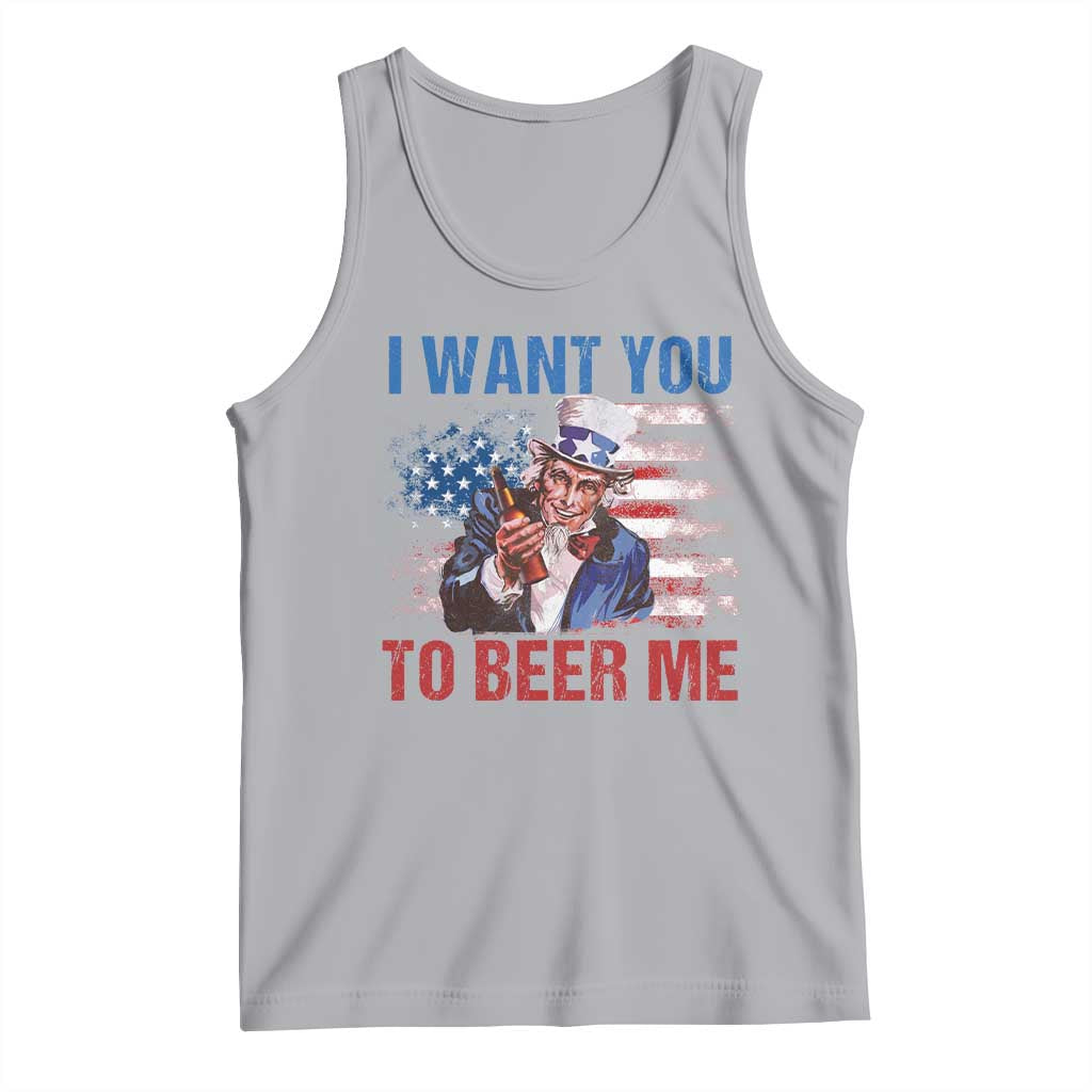 Funny Uncle Sam Tank Top I Want You To Beer Me American Flag - Wonder Print Shop