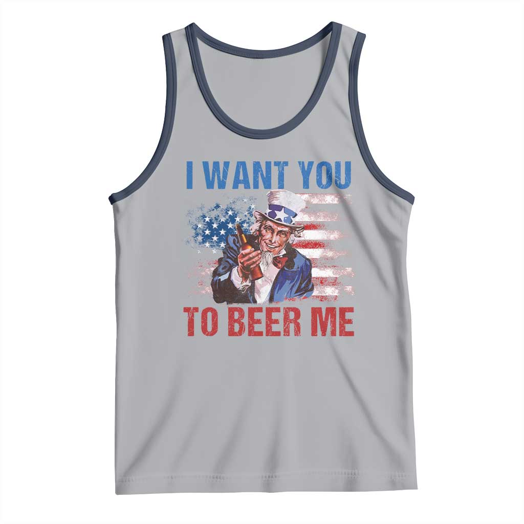 Funny Uncle Sam Tank Top I Want You To Beer Me American Flag - Wonder Print Shop