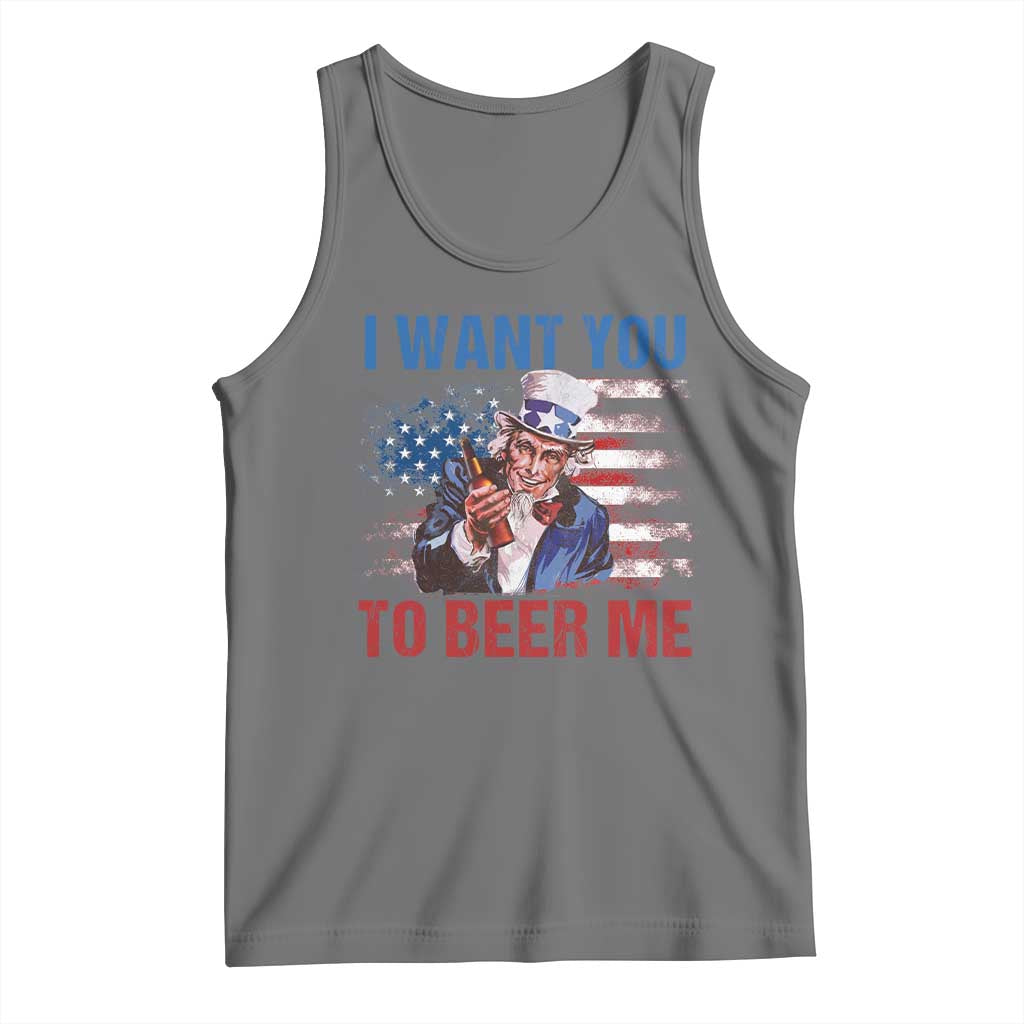 Funny Uncle Sam Tank Top I Want You To Beer Me American Flag - Wonder Print Shop