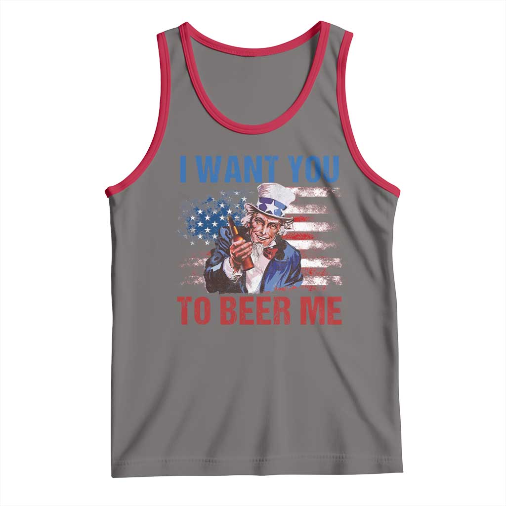 Funny Uncle Sam Tank Top I Want You To Beer Me American Flag - Wonder Print Shop