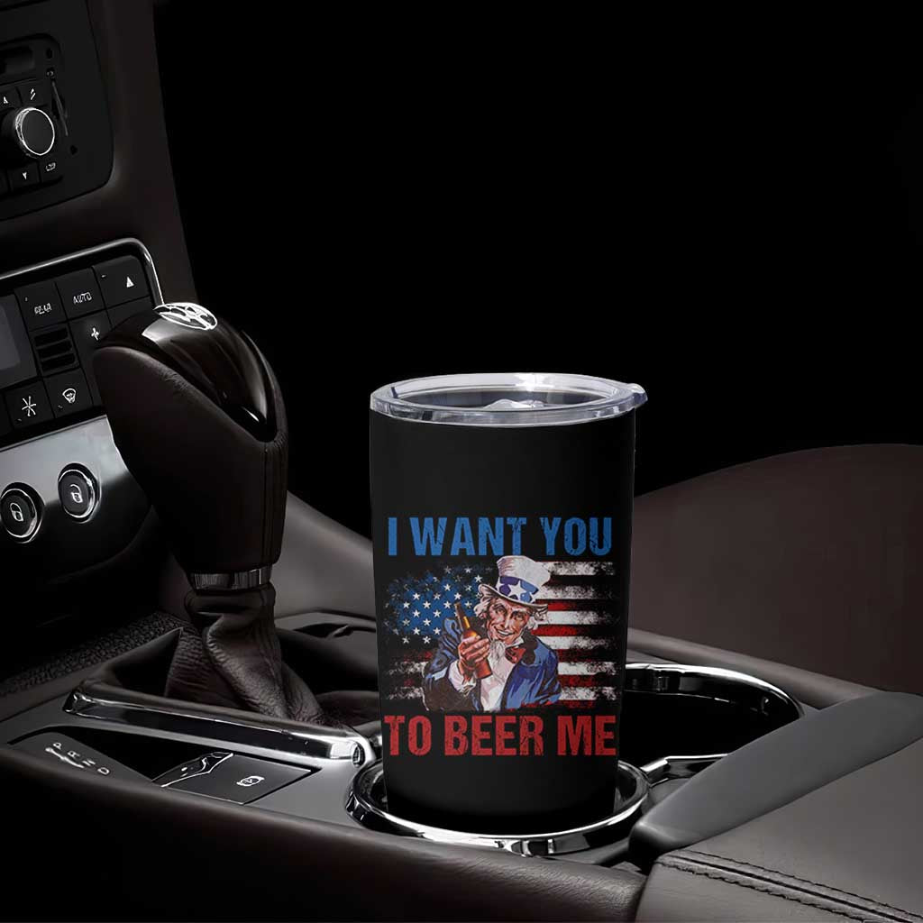 Funny Uncle Sam Tumbler Cup I Want You To Beer Me American Flag - Wonder Print Shop