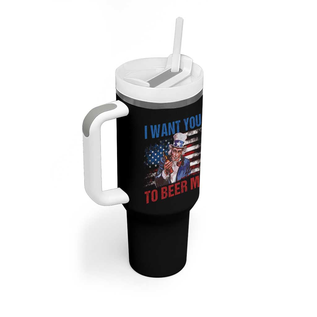 Funny Uncle Sam Tumbler With Handle I Want You To Beer Me American Flag - Wonder Print Shop