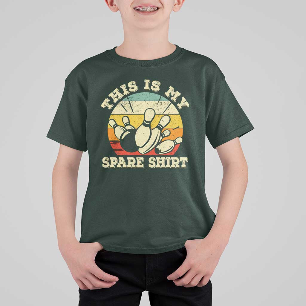 Funny Bowling T Shirt For Kid This Is My Spare Shirt Retro Ball Pins Strike Spilt - Wonder Print Shop