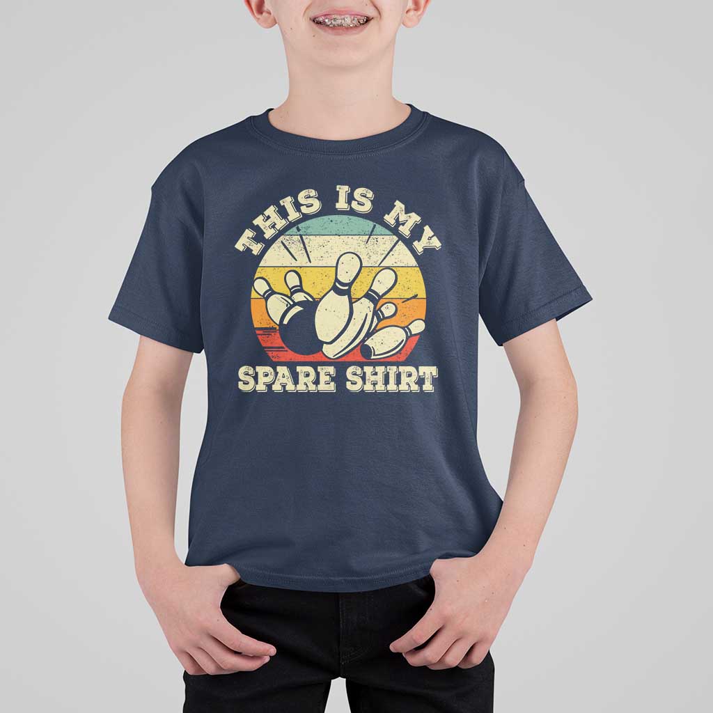 Funny Bowling T Shirt For Kid This Is My Spare Shirt Retro Ball Pins Strike Spilt - Wonder Print Shop