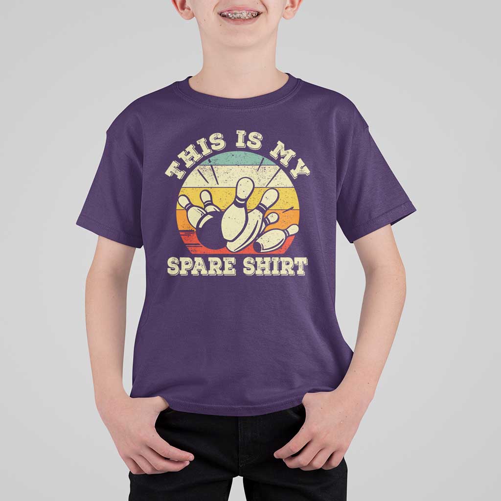 Funny Bowling T Shirt For Kid This Is My Spare Shirt Retro Ball Pins Strike Spilt - Wonder Print Shop