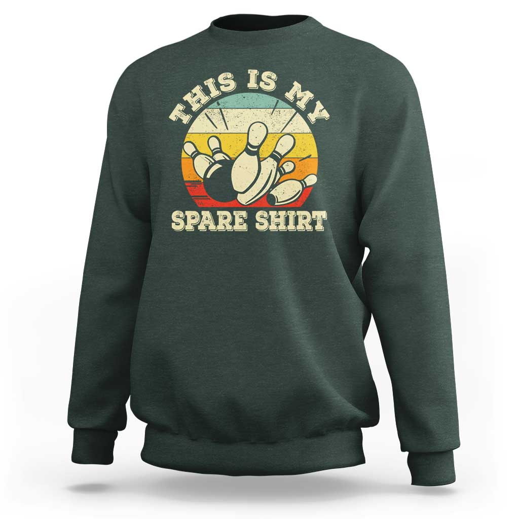 Funny Bowling Sweatshirt This Is My Spare Shirt Retro Ball Pins Strike Spilt - Wonder Print Shop